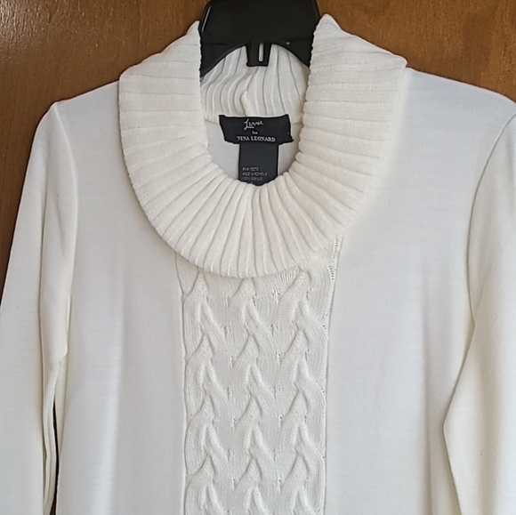 NWOT Nina Leonard Off-White/Cream Turtleneck Long Sleeve Sweater Dress, Size S - Picture 3 of 9